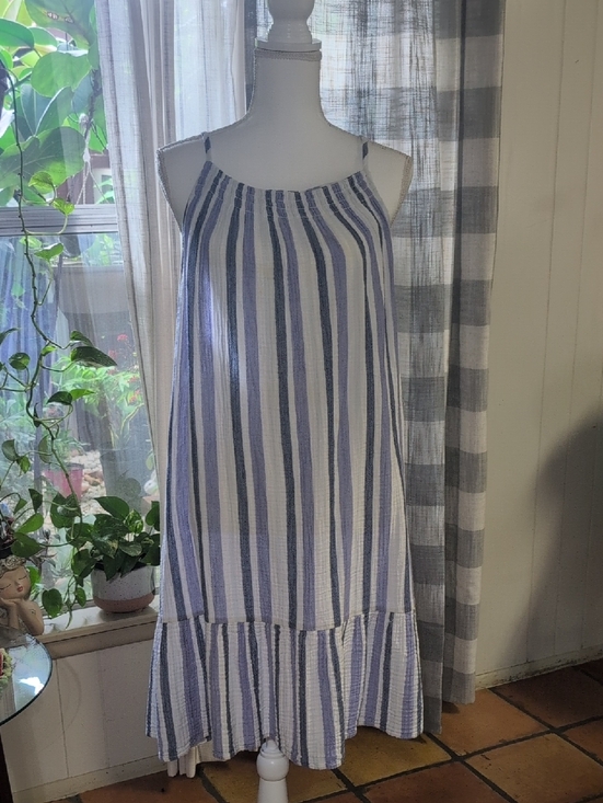 Dresses & Skirts - Beachlunchlounge Striped Cotton Dress Blue, White And Purple.